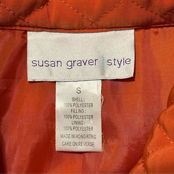 Susan Graver Quilted Utility Jacket Size S Orange Barn Equestrian Cabincore - Picture 9 of 9